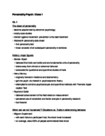 Personality psych: class 1-2 