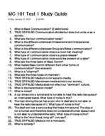 MC 101 Study Guide for Test 1 (1/31)