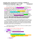 BIOL 100; Chapter One Notes