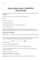 Physics Notes Class 11 CHAPTER 8 GRAVITATION