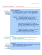 PSY 312: Psychopathology- Lecture Notes (Jan 13, 2017)- Typed
