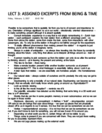 Notes from assigned excerpts from BEING & TIME 2