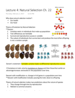BIO 102 Lecture 4 Notes Natural Selection Ch.22