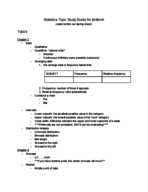 Statistics Overview Study Guide Topics