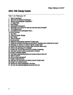 SOC 106 Study Guide Test 1