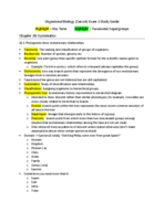 Organismal Biology Exam 1 Study Guide