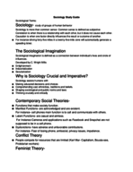 Study Guide-Introduction to Sociology