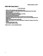 HWC 309 Class Note 4
