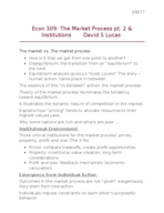 Econ 309 notes The Market Process pt. 2 & Institutions    