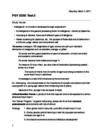 Study Guide for PSY 333D Exam 2