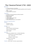 The Classical Period 1750 -1820