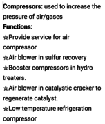 Study guide of compressors