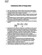 Instantaneous Rate of Change Notes