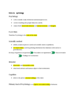 Pyschology, Week 1 Notes
