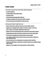 Introduction to Public Health & Health Sciences - The Goals of Government and Public Health Agencies