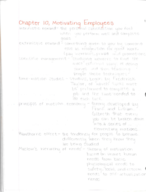BUS 100, Chapter 10: Motivating Employees