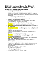 BSC1005 Notes for Chapters 7, 11, and 12