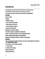 BIOB 170, Invertebrates notes