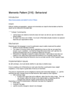 THE CIS 4913c - Integrated Product and Process Design 2 - Class Notes - Week 15 - Memento Pattern [316] - Behavioral
