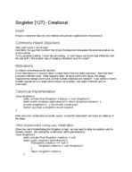 THE CIS 4913c - Integrated Product and Process Design 2 - Class Notes - Week 17 - Singleton [127] - Creational