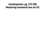 BCHM 3010 Carbohydrates