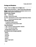 BIOB 170 Ecology and Biosphere
