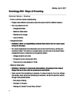 Sociology 004- Ways of Knowing 