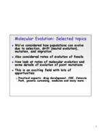 Evolution - 370 - Class Notes - Week 2 - Molecular Evolution: Selected topics