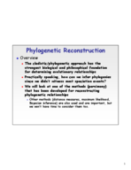 Evolution - 370 - Class Notes - Week 5 - Phylogenetic Reconstruction