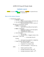 ASTR 101 Exam #2 Study Guide