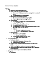 Astronomy: Final Exam Study Guide