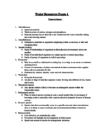 Exam Four: Aquatic Ecology 