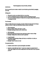 Time Management, Goals, Priorities, Attitudes - SDV 100 Notes