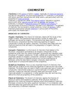 BRANCHES OF CHEMISTRY