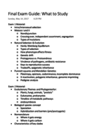 Final Exam Study Guide for BSCI 160