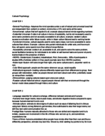 Cultural Psych, Exam 1