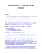 THE FRONTIERS OF SCIENCE AND SELF-ORGANIZATION