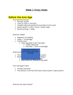 Week 2 Early Hinduism (Before the Axis Age)
