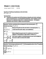 Auburn - MATH 1130 - Pre-Calculus Trigonometry - Week 1 - Unit Circle