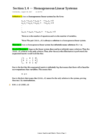 MATH 3720 — Section 1.4 Notes — Homogeneous Linear Systems
