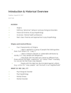 PSYC  325-003: Introduction & Historical Overview Notes
