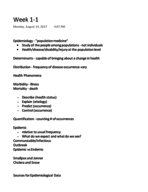 Epidemiology Week 1 Notes & Powerpoint