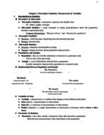 Chapter 1: Descriptive Statistics; Measurement & Variables