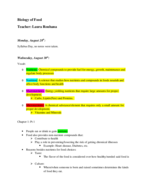 Biology of Food Week 1 