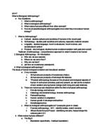 ANTH 203 Intro to Bio Anthro (Official) Class 1 Notes