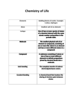 Chemistry of Life- Note