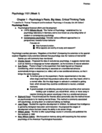 Chapter 1- Psychology’s Roots, Big Ideas, Critical Thinking Tools (Thomas)