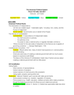 American Political System Notes: Weeks 2-3