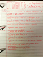 Intro to Religious Studies: Weeks 1-3 Notes