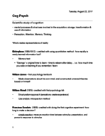 EXP3604 | Cognitive Psych | Lighthall | Week One, Class One Notes